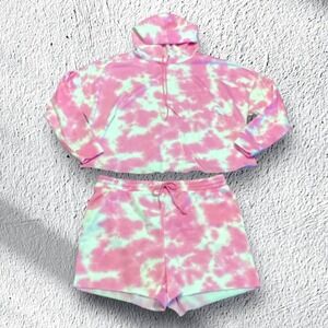 CI SONO Wubby Shorts Hoodie Matching Set in Pink Tie Dye 2X